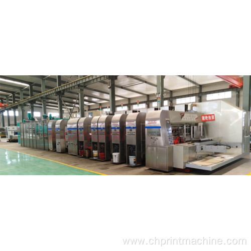 corrugated box printing folding gluing inline machine